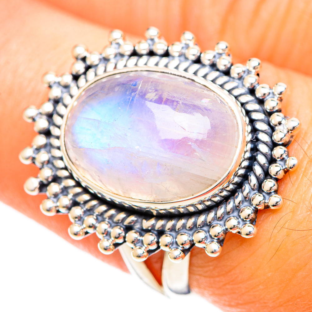 Rainbow Moonstone Rings handcrafted by Anasilvercos - RING108652