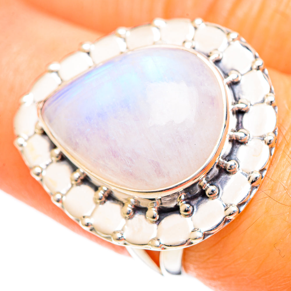 Rainbow Moonstone Rings handcrafted by Anasilvercos - RING108688