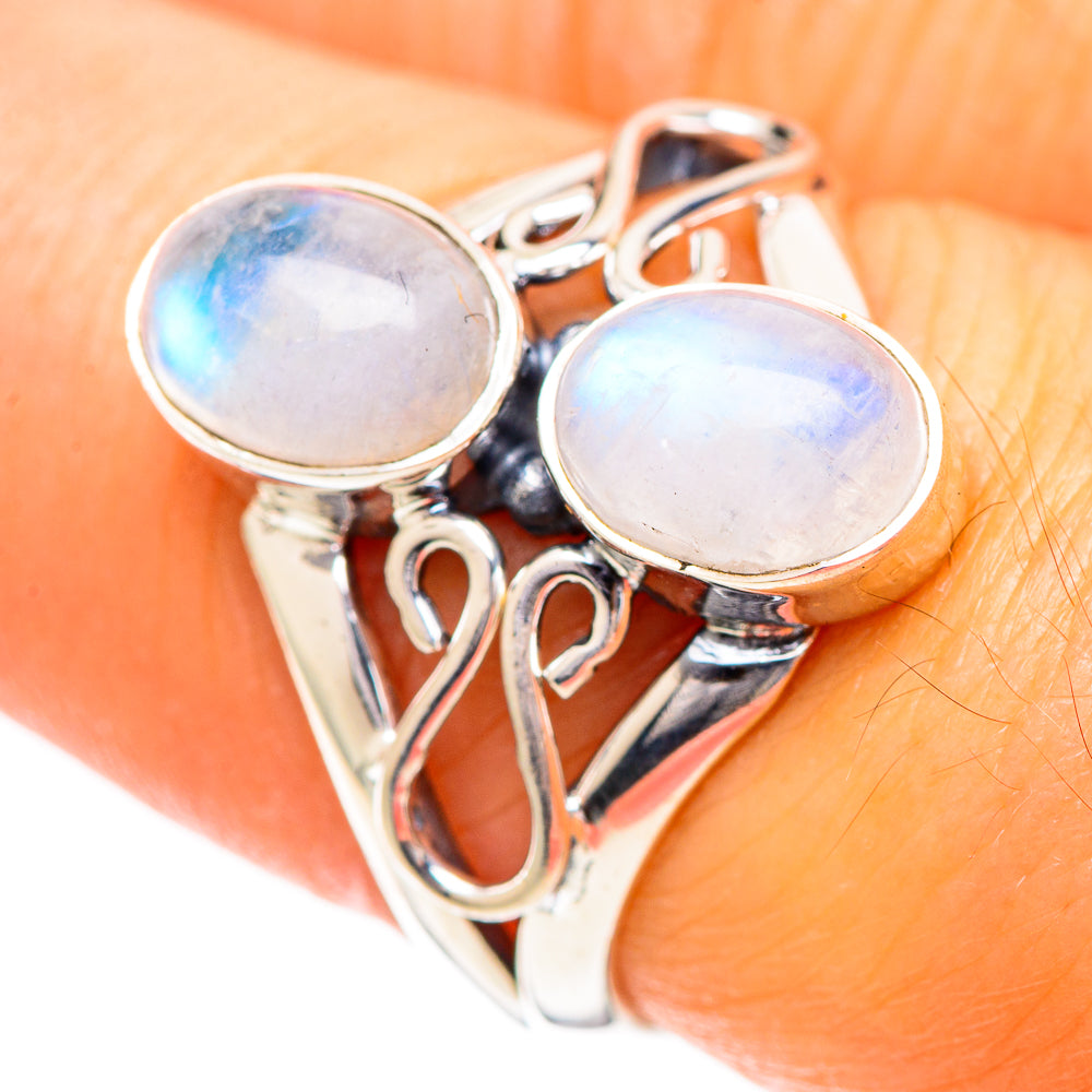 Rainbow Moonstone Rings handcrafted by Anasilvercos - RING108690