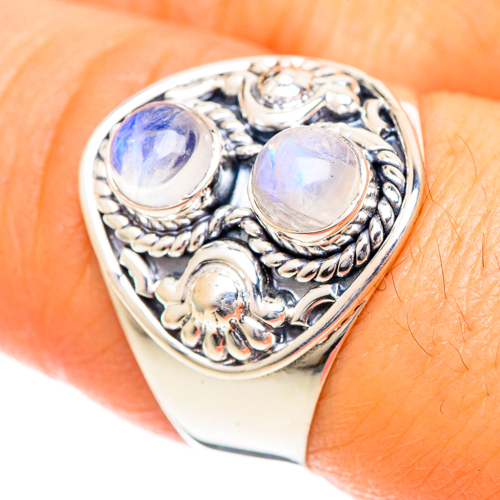 Rainbow Moonstone Rings handcrafted by Anasilvercos - RING108691