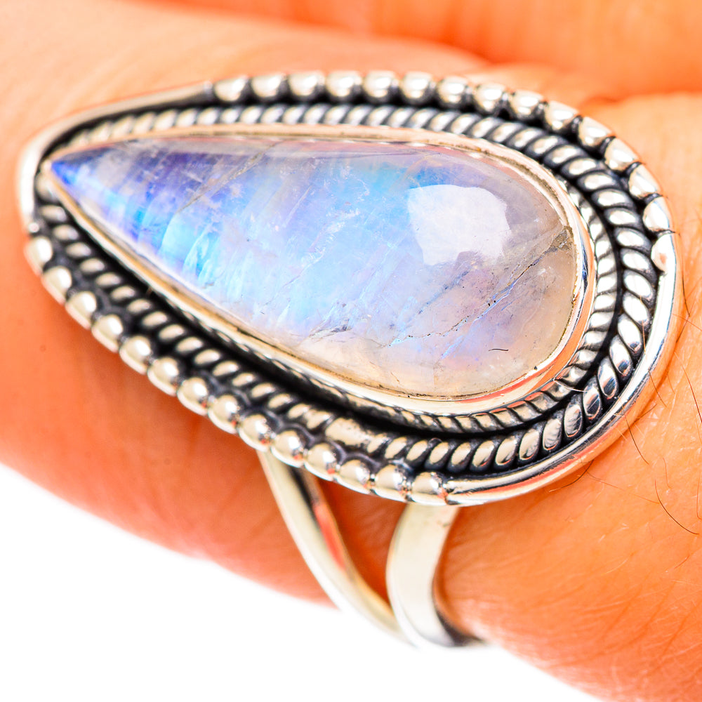 Rainbow Moonstone Rings handcrafted by Anasilvercos - RING108693