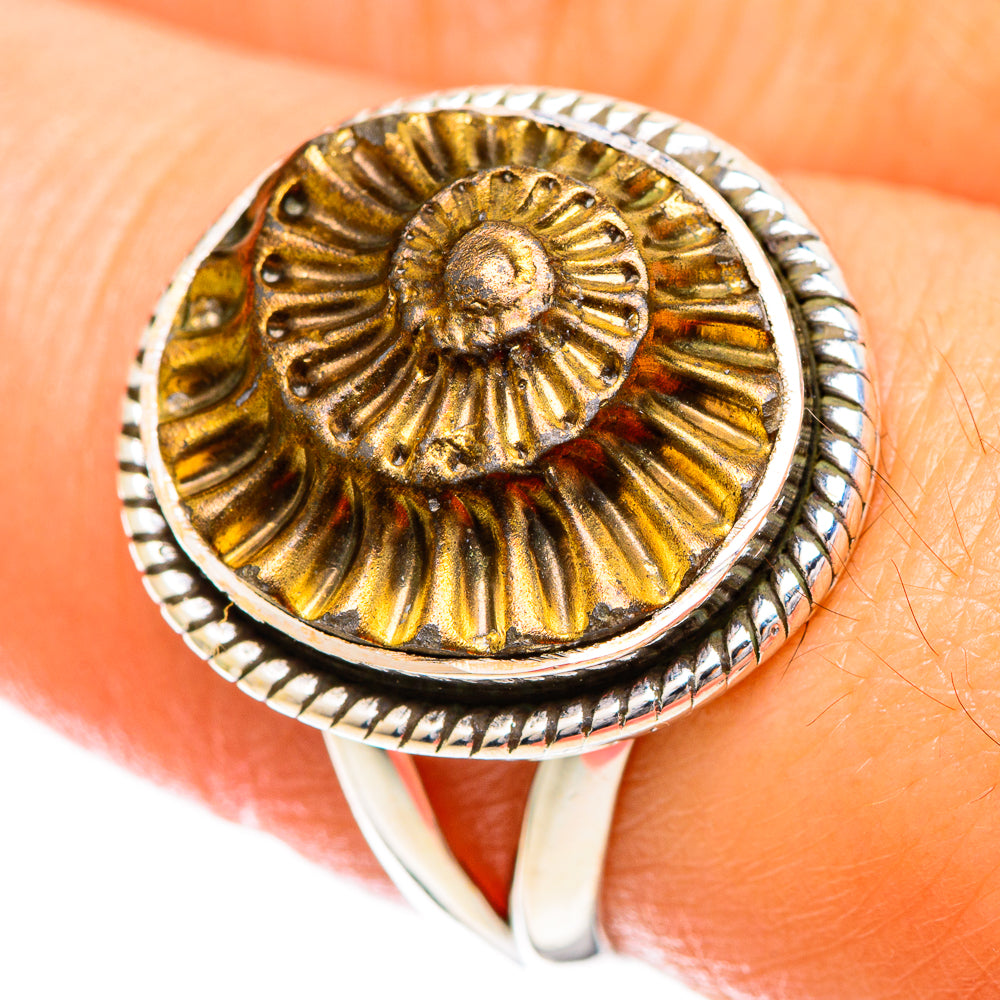 Pyrite Fossil Rings handcrafted by Anasilvercos - RING108719