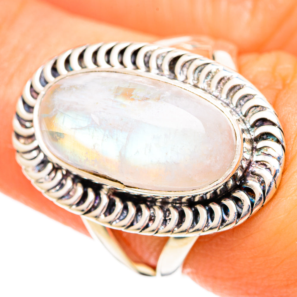 Rainbow Moonstone Rings handcrafted by Anasilvercos - RING108721