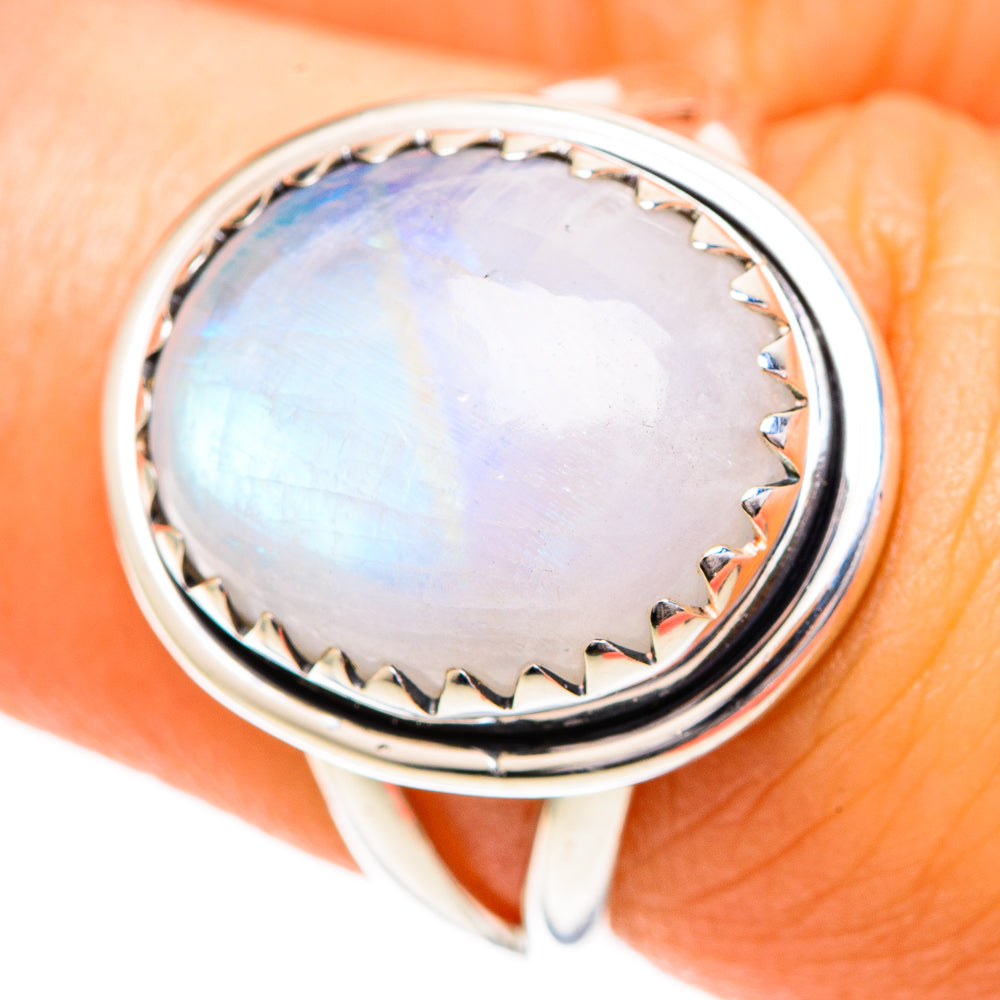 Rainbow Moonstone Rings handcrafted by Anasilvercos - RING108722