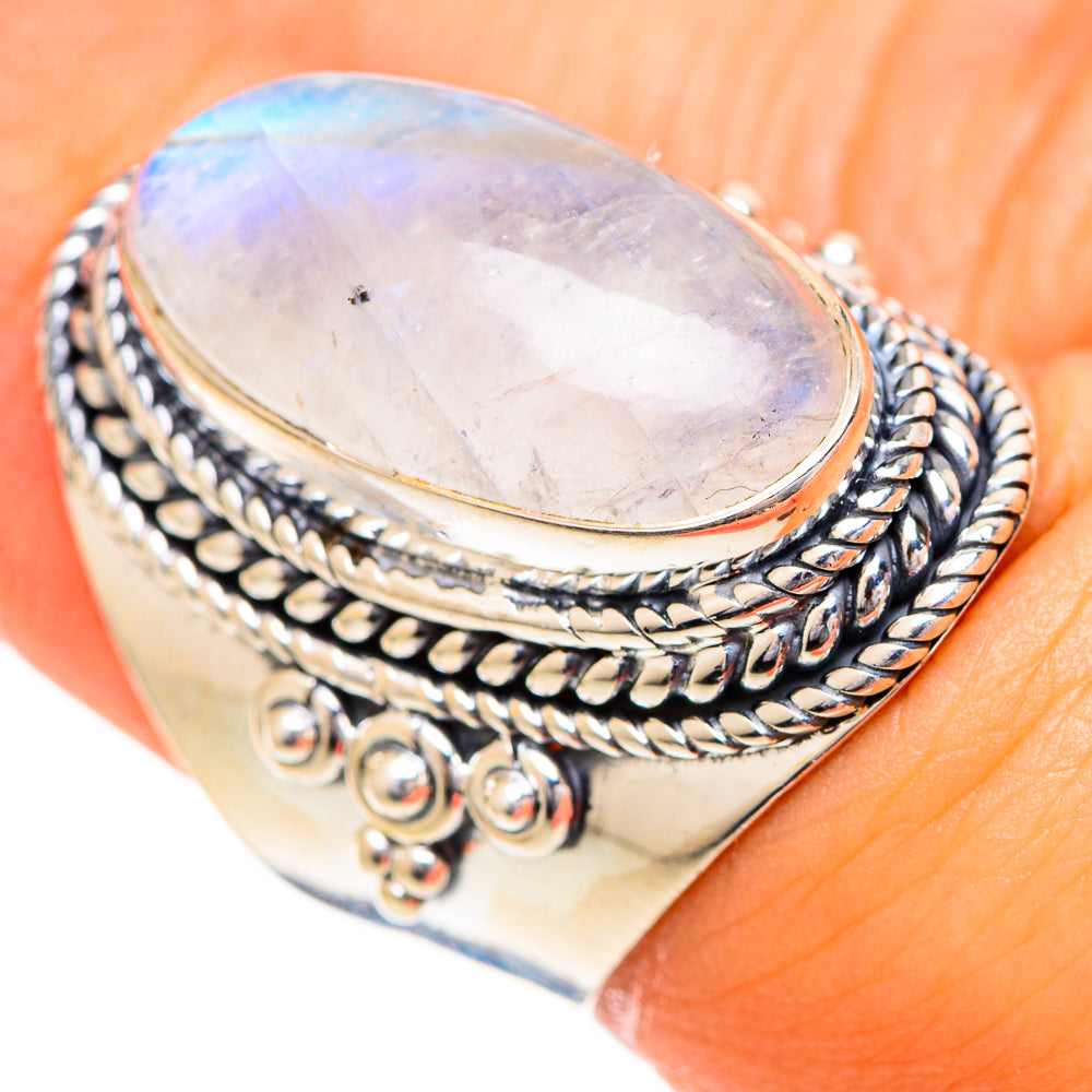 Rainbow Moonstone Rings handcrafted by Anasilvercos - RING108723