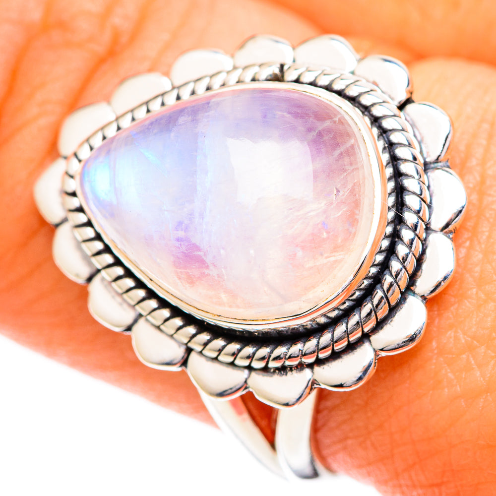 Rainbow Moonstone Rings handcrafted by Anasilvercos - RING108724