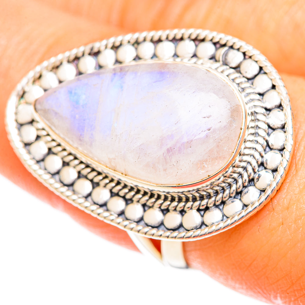 Rainbow Moonstone Rings handcrafted by Anasilvercos - RING108751