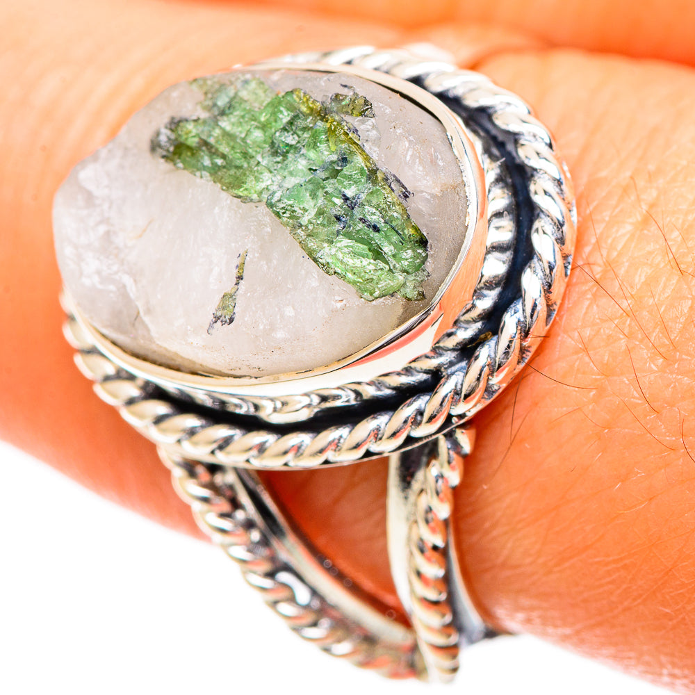 Green Tourmaline In Quartz Rings handcrafted by Anasilvercos - RING108769