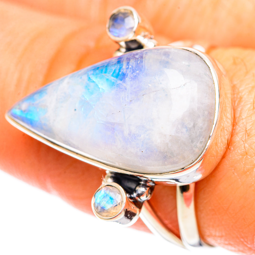 Rainbow Moonstone Rings handcrafted by Anasilvercos - RING108781