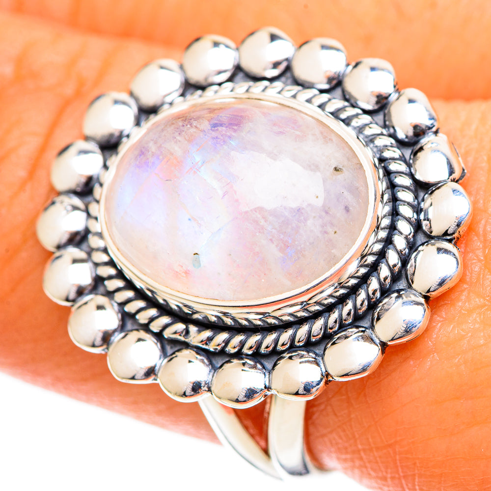 Rainbow Moonstone Rings handcrafted by Anasilvercos - RING108782
