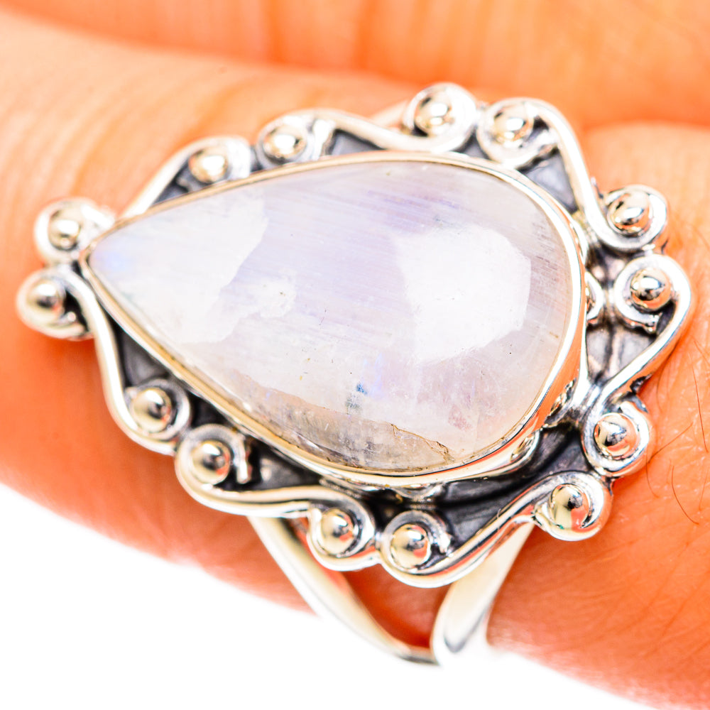 Rainbow Moonstone Rings handcrafted by Anasilvercos - RING108783
