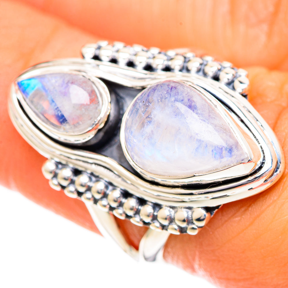 Rainbow Moonstone Rings handcrafted by Anasilvercos - RING108784