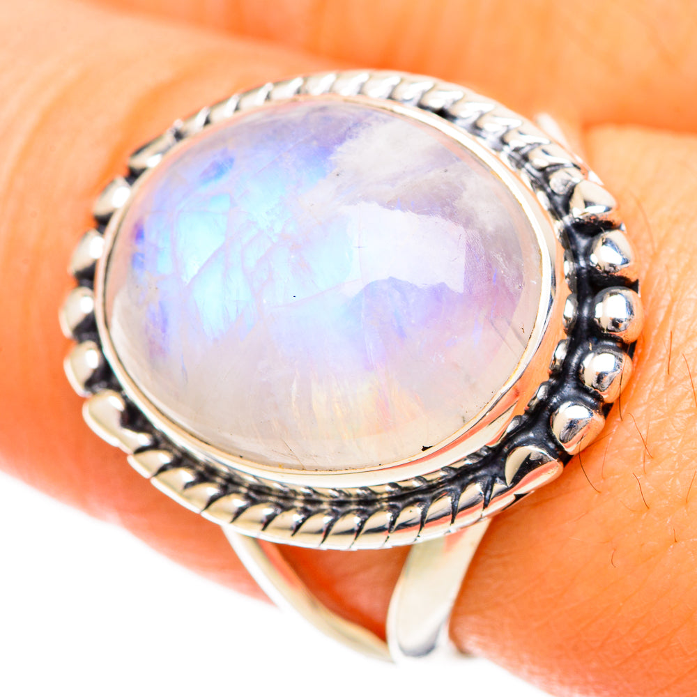 Rainbow Moonstone Rings handcrafted by Anasilvercos - RING108814