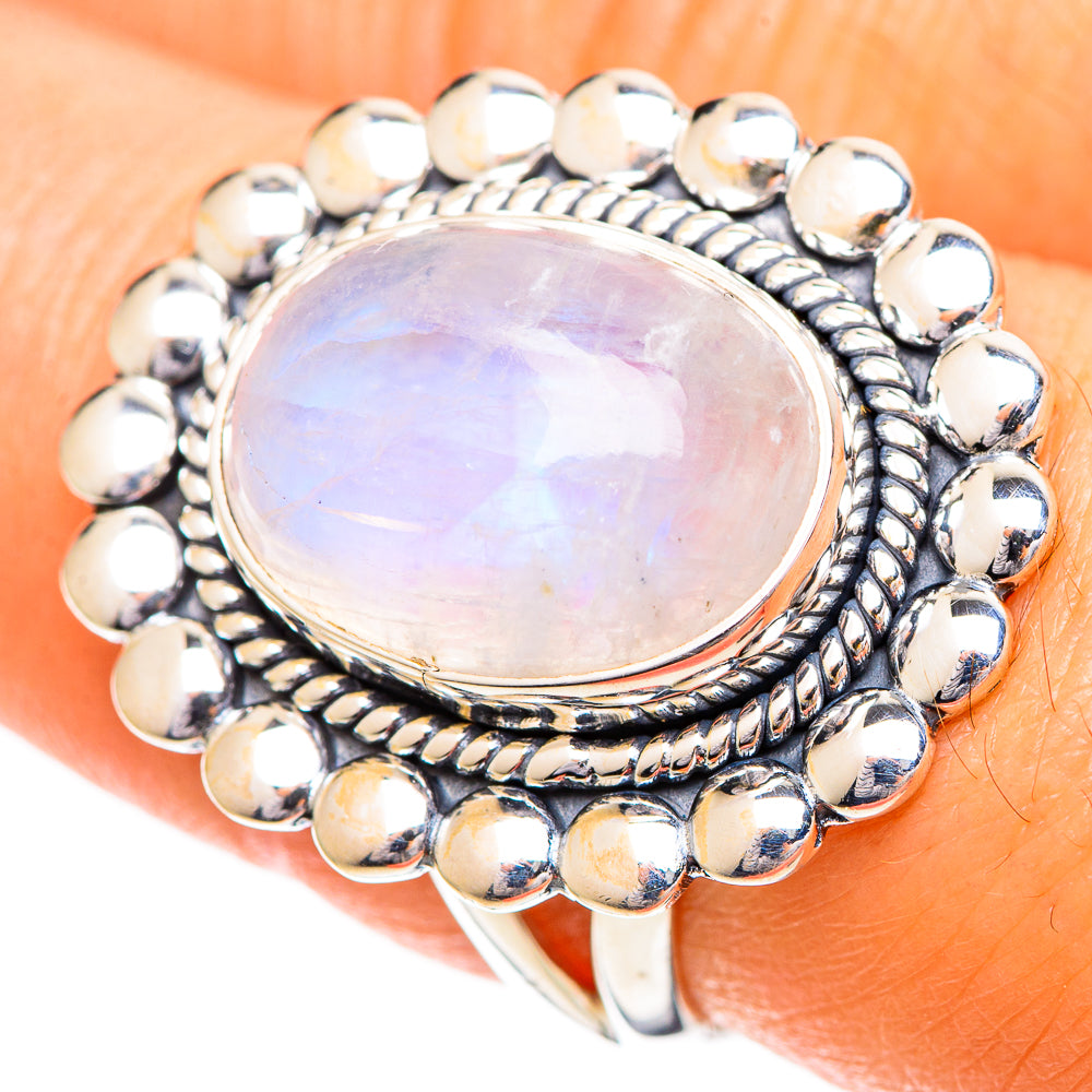 Rainbow Moonstone Rings handcrafted by Anasilvercos - RING108815