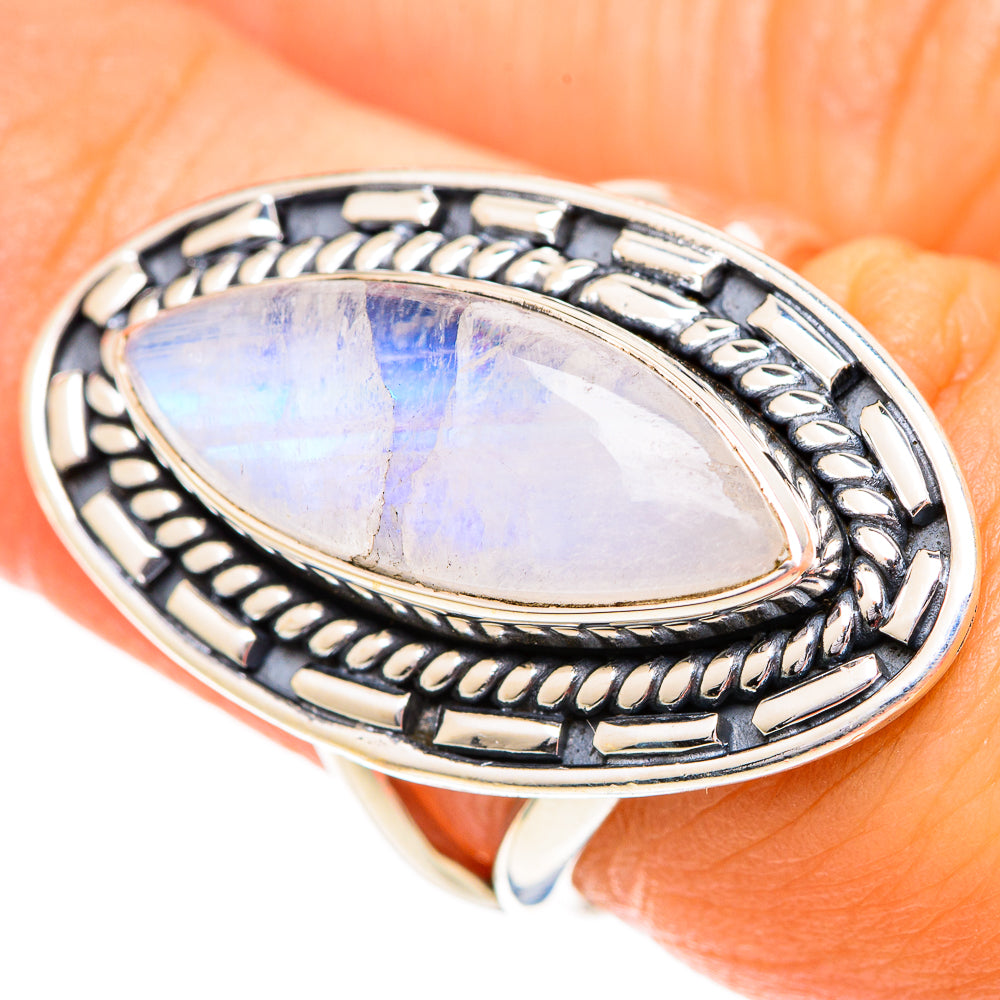 Rainbow Moonstone Rings handcrafted by Anasilvercos - RING108817