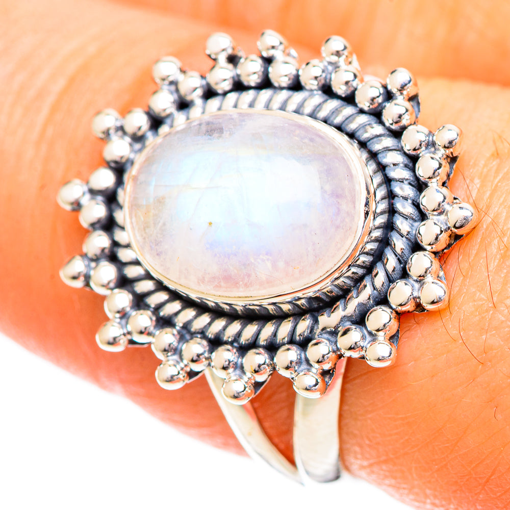 Rainbow Moonstone Rings handcrafted by Anasilvercos - RING108819