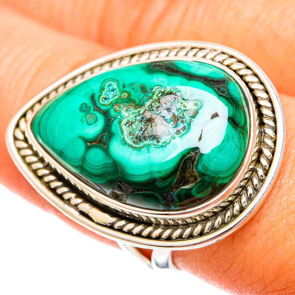 Malachite In Chrysocolla Rings handcrafted by Anasilvercos - RING108836