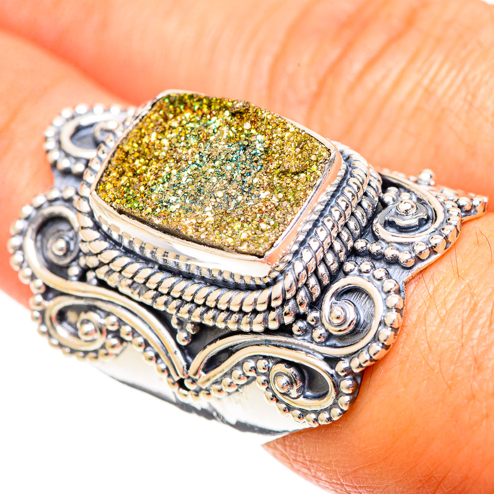 Spectro Pyrite Druzy Rings handcrafted by Anasilvercos - RING108851