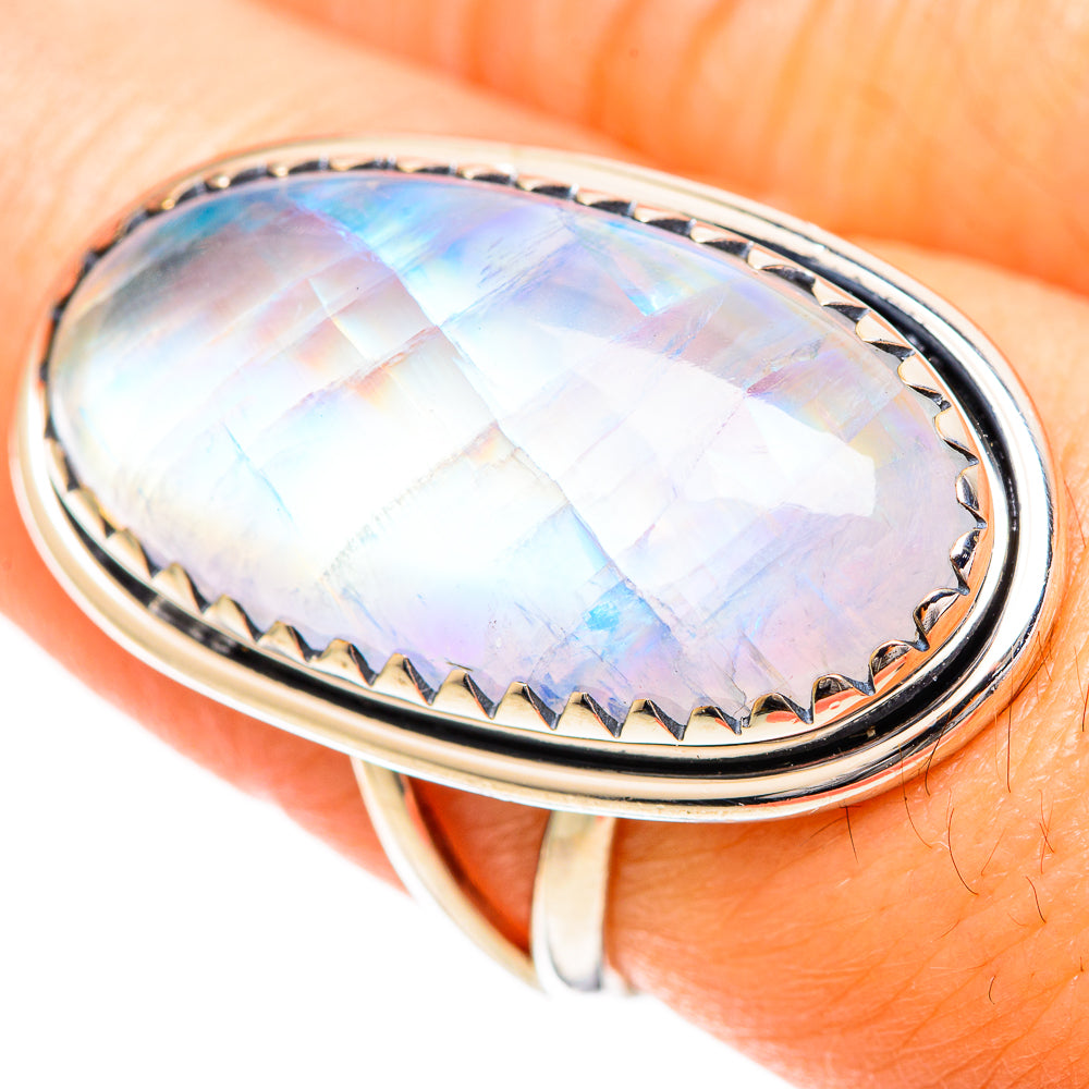 Rainbow Moonstone Rings handcrafted by Anasilvercos - RING108854