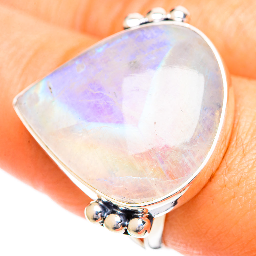 Rainbow Moonstone Rings handcrafted by Anasilvercos - RING108855