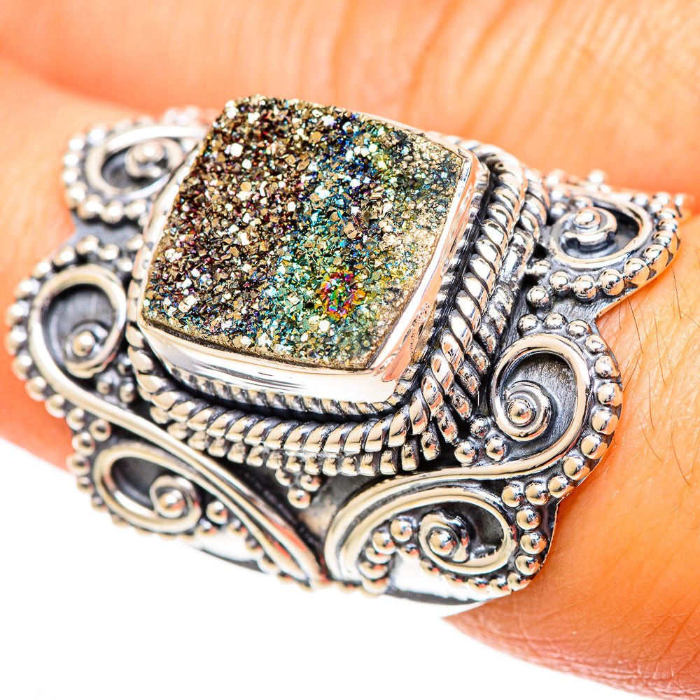 Spectro Pyrite Druzy Rings handcrafted by Anasilvercos - RING108886