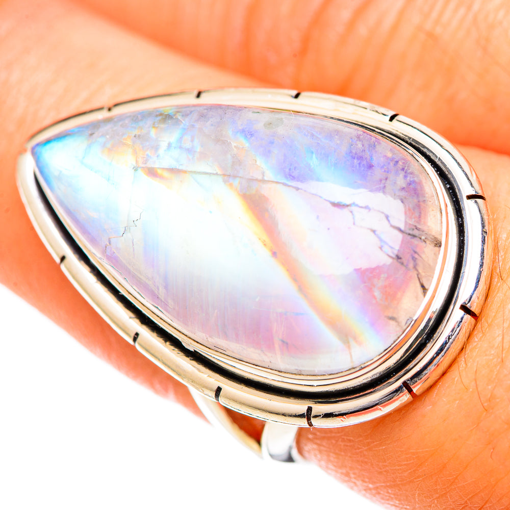 Rainbow Moonstone Rings handcrafted by Anasilvercos - RING108891