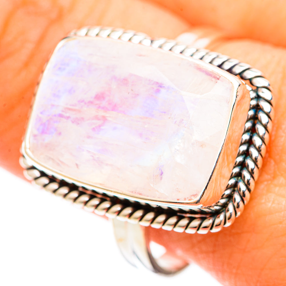 Rainbow Moonstone Rings handcrafted by Anasilvercos - RING108949