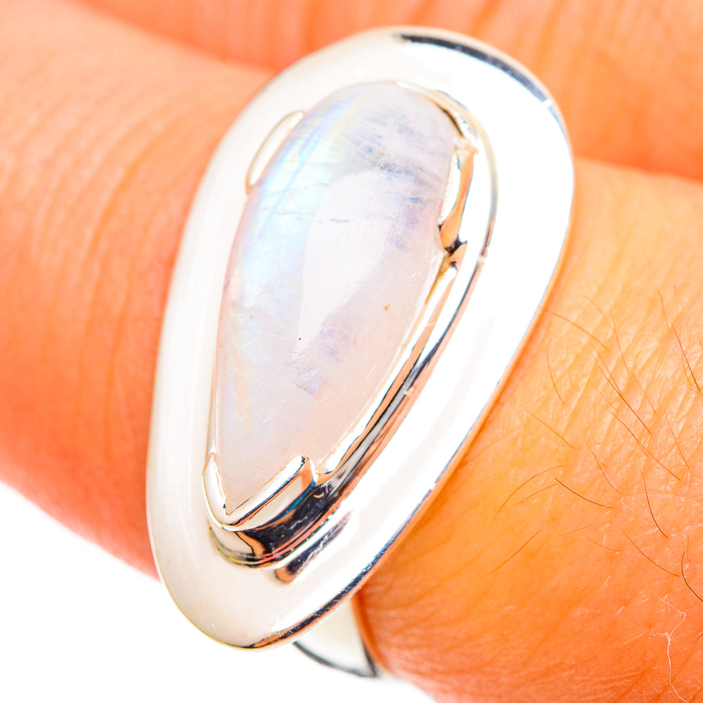 Rainbow Moonstone Rings handcrafted by Anasilvercos - RING108950