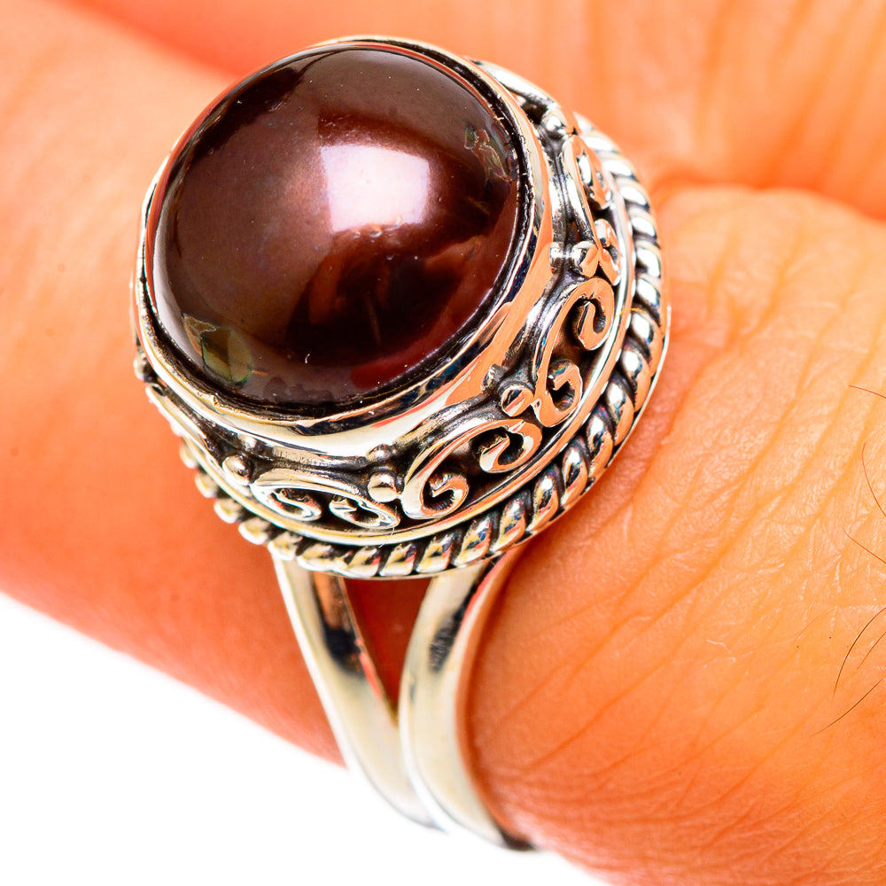 Titanium Pearl Rings handcrafted by Anasilvercos - RING108966