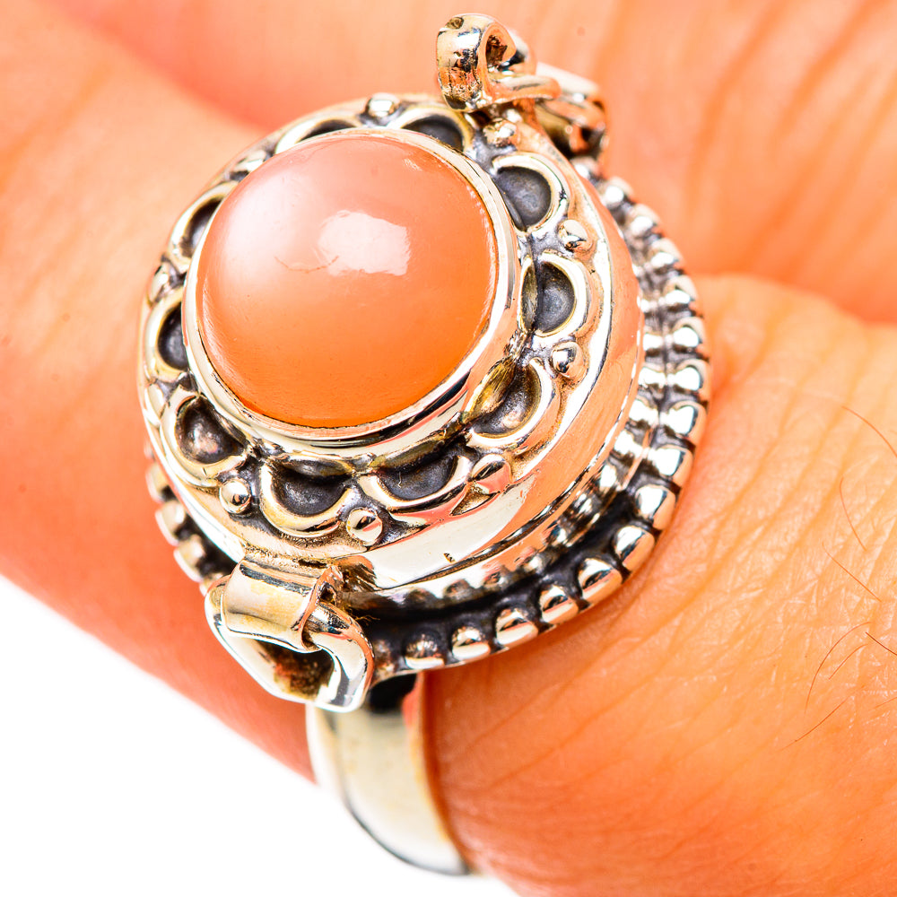 Peach Moonstone Rings handcrafted by Anasilvercos - RING108970