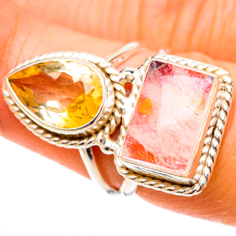 Orange Moonstone Rings handcrafted by Anasilvercos - RING109001