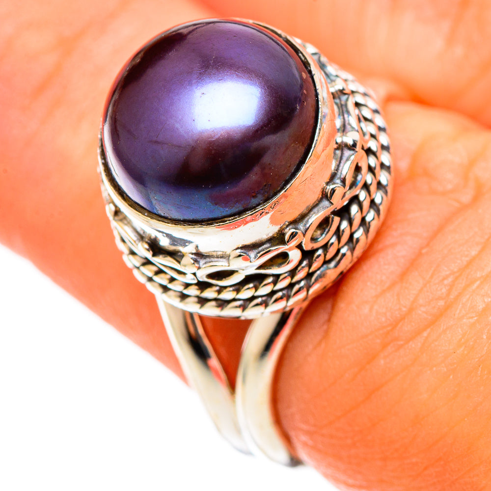 Titanium Pearl Rings handcrafted by Anasilvercos - RING109006