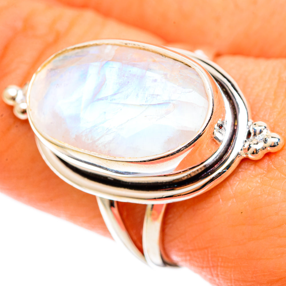 Rainbow Moonstone Rings handcrafted by Anasilvercos - RING109011