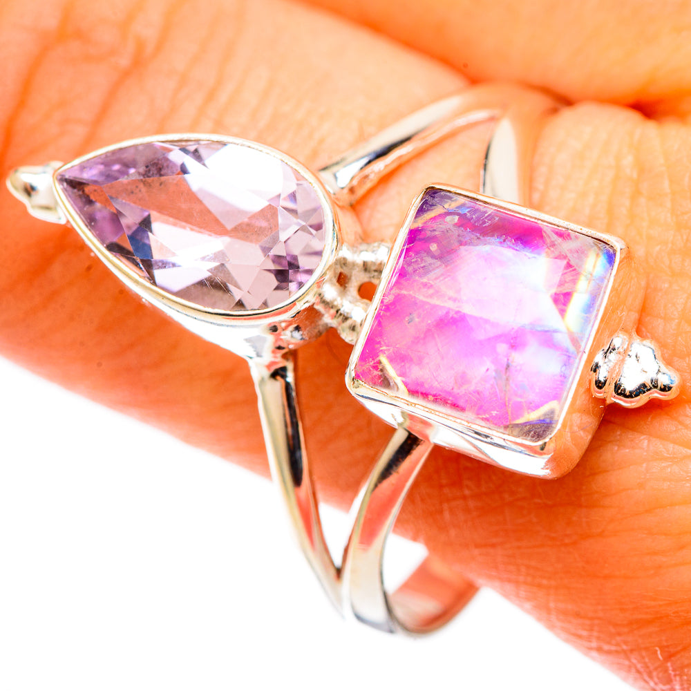 Pink Moonstone Rings handcrafted by Anasilvercos - RING109014
