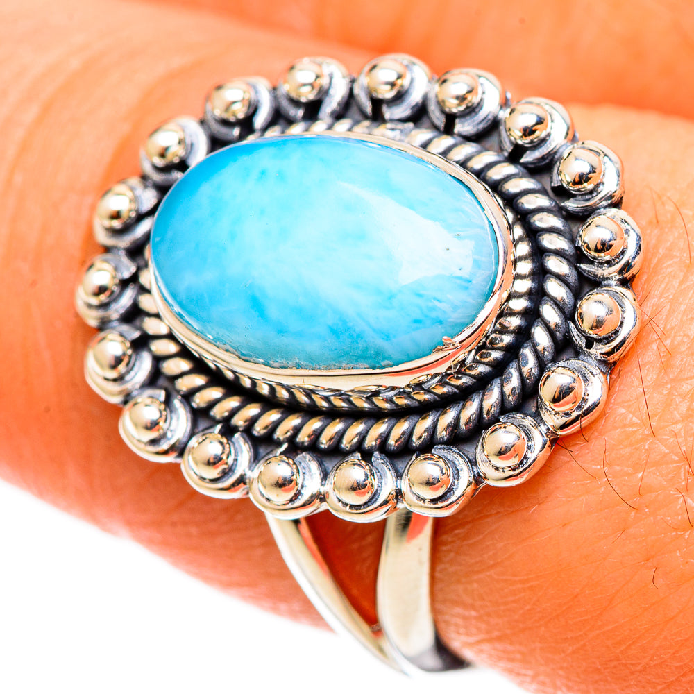 Larimar Rings handcrafted by Anasilvercos - RING109021