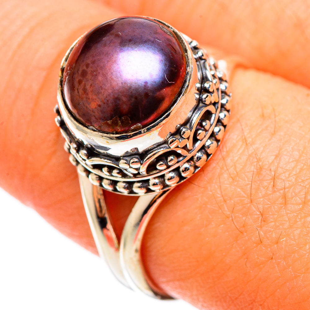 Titanium Pearl Rings handcrafted by Anasilvercos - RING109034