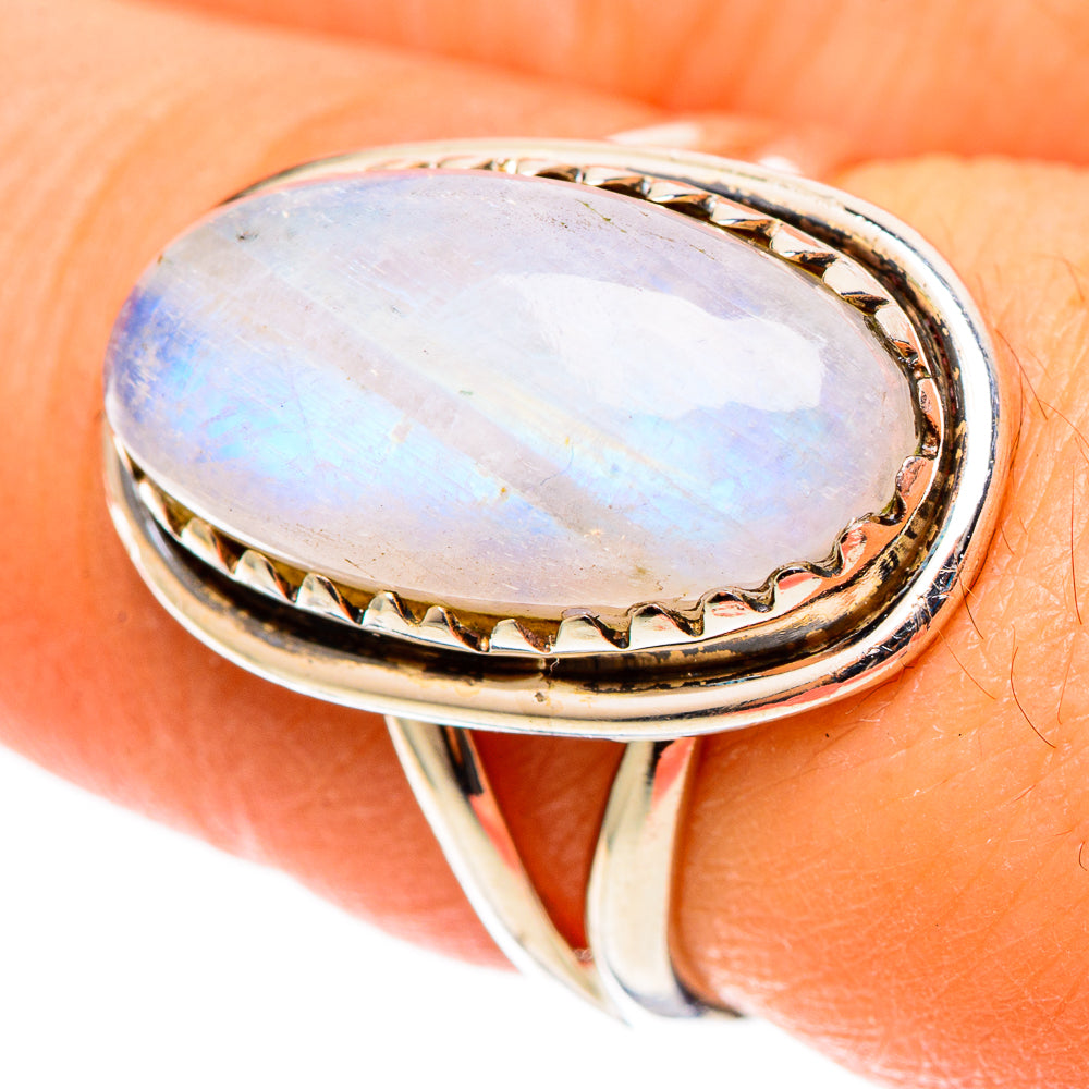 Rainbow Moonstone Rings handcrafted by Anasilvercos - RING109039