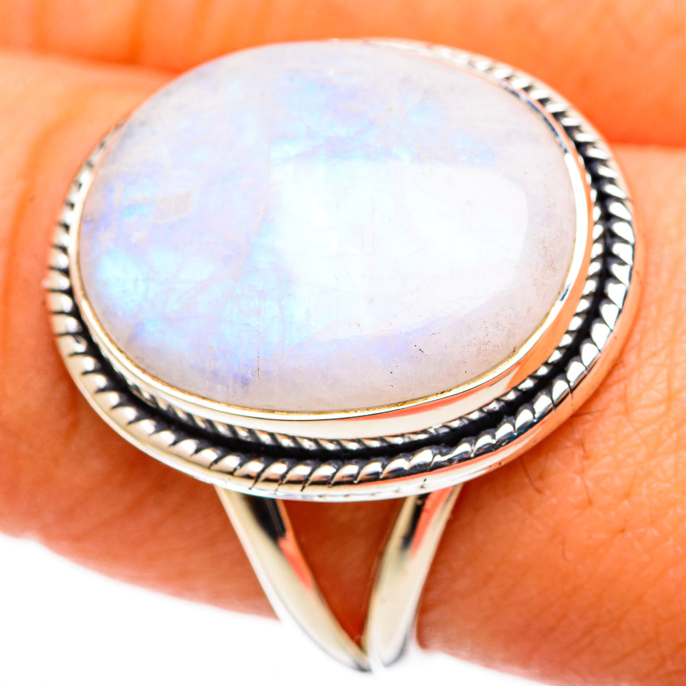 Rainbow Moonstone Rings handcrafted by Anasilvercos - RING109041