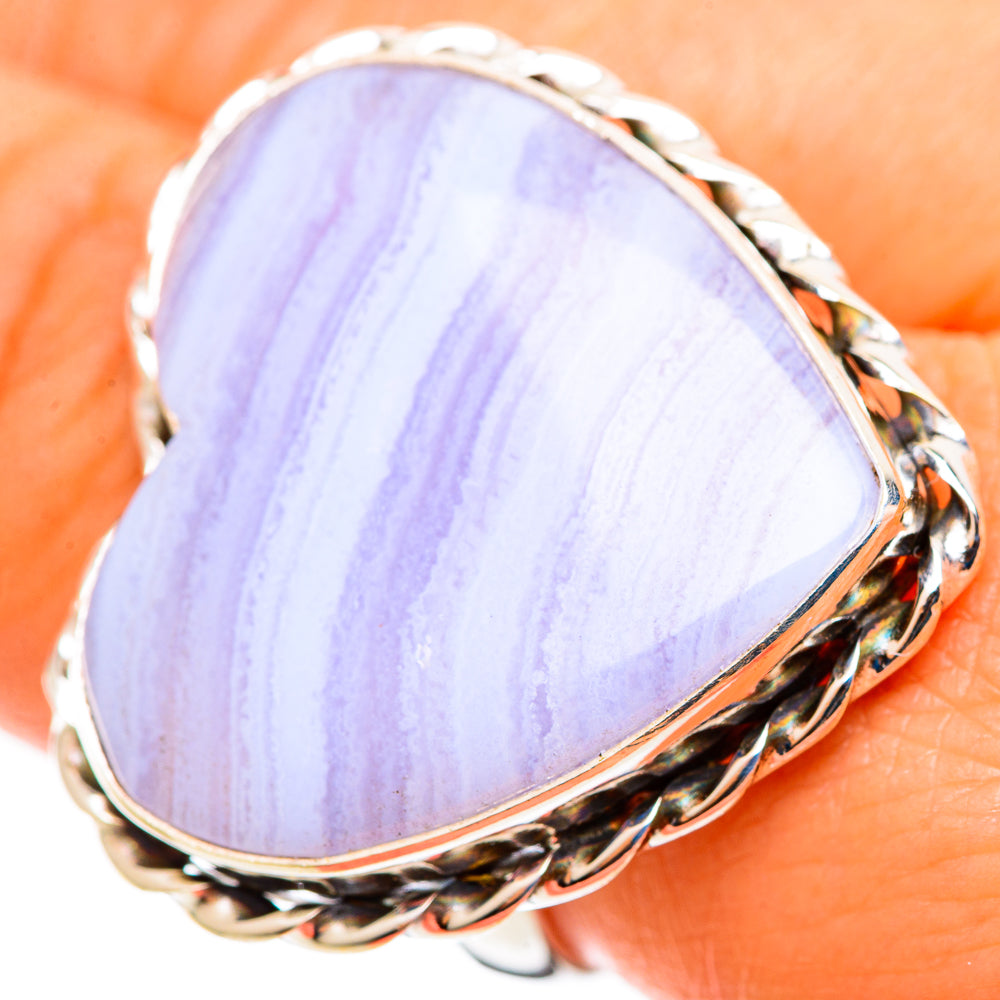 Blue Lace Agate Rings handcrafted by Anasilvercos - RING109124