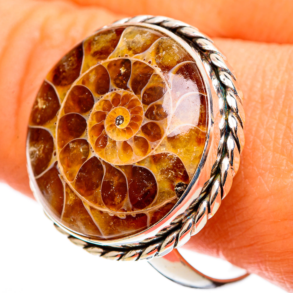 Ammonite Fossil Rings handcrafted by Anasilvercos - RING109150