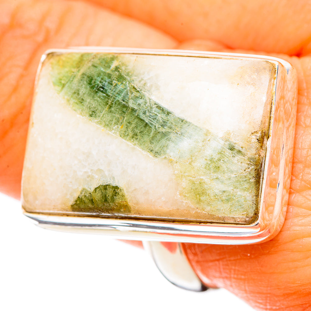 Green Tourmaline In Quartz Rings handcrafted by Anasilvercos - RING109192