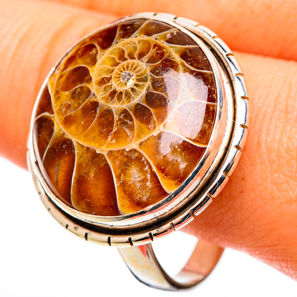 Ammonite Fossil Rings handcrafted by Anasilvercos - RING109194