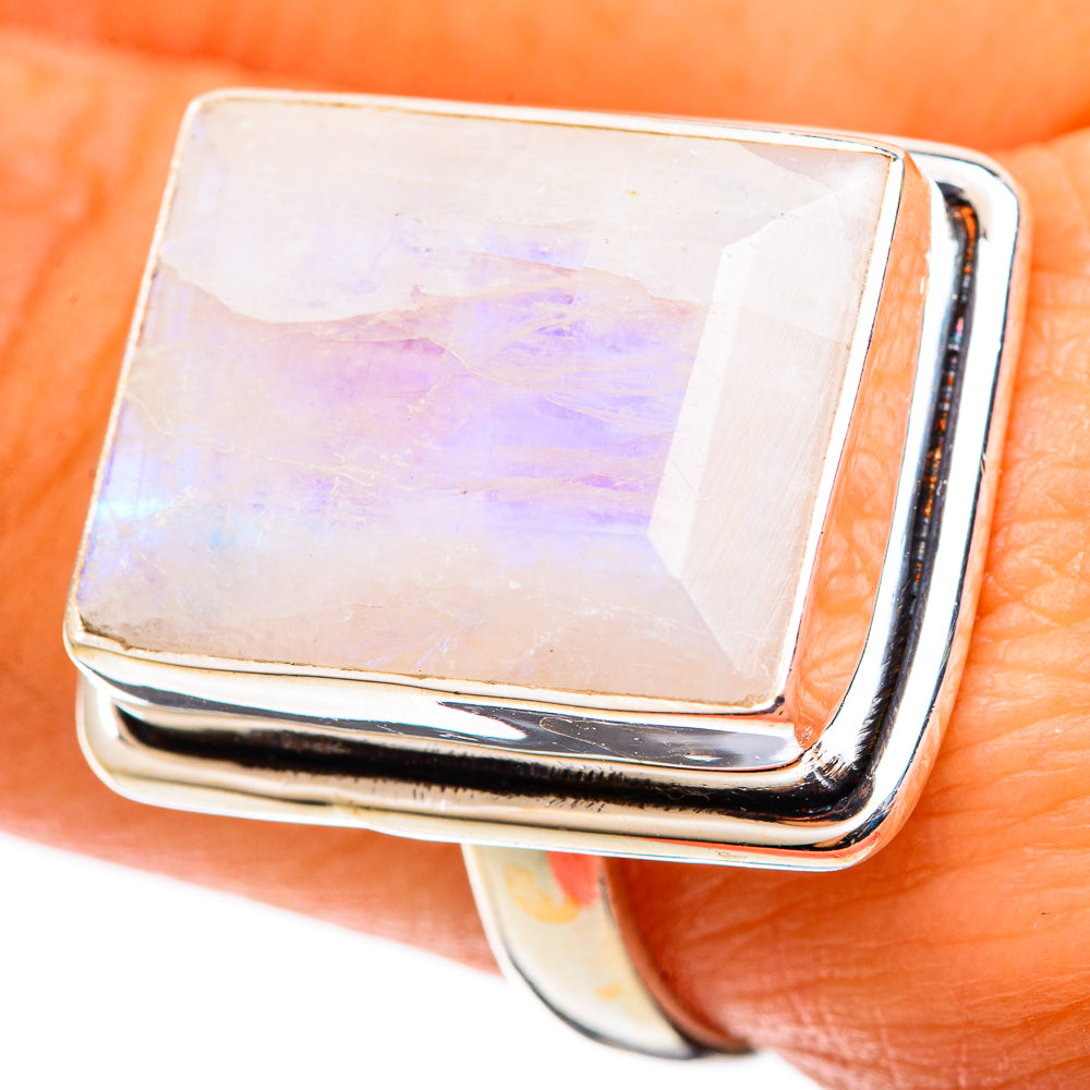 Rainbow Moonstone Rings handcrafted by Anasilvercos - RING109210