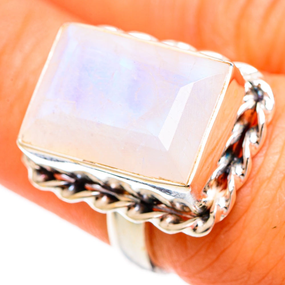 Rainbow Moonstone Rings handcrafted by Anasilvercos - RING109247