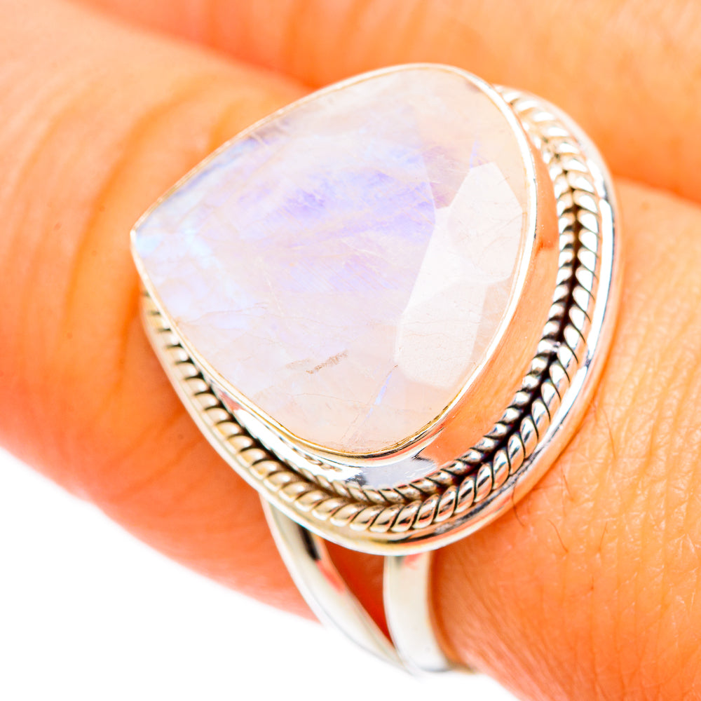 Rainbow Moonstone Rings handcrafted by Anasilvercos - RING109250