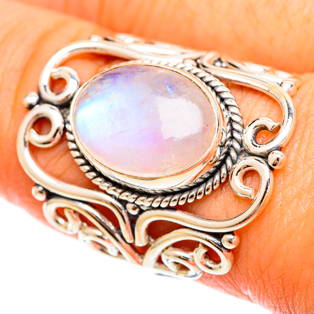 Rainbow Moonstone Rings handcrafted by Anasilvercos - RING109278