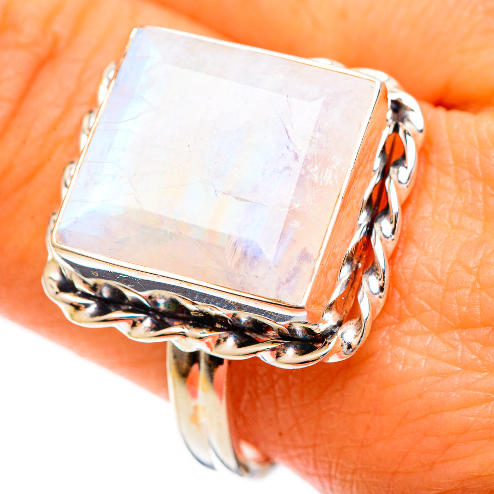 Rainbow Moonstone Rings handcrafted by Anasilvercos - RING109279