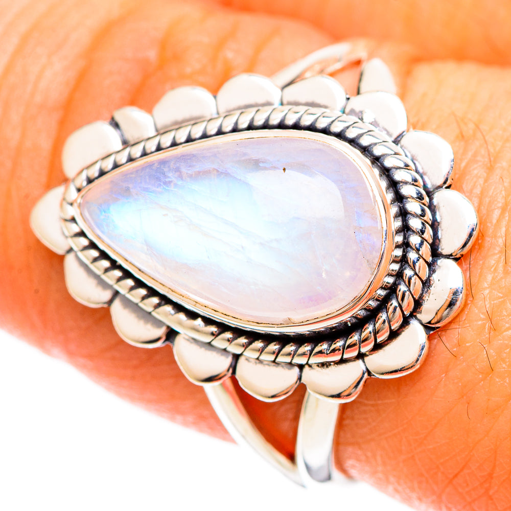 Rainbow Moonstone Rings handcrafted by Anasilvercos - RING109284
