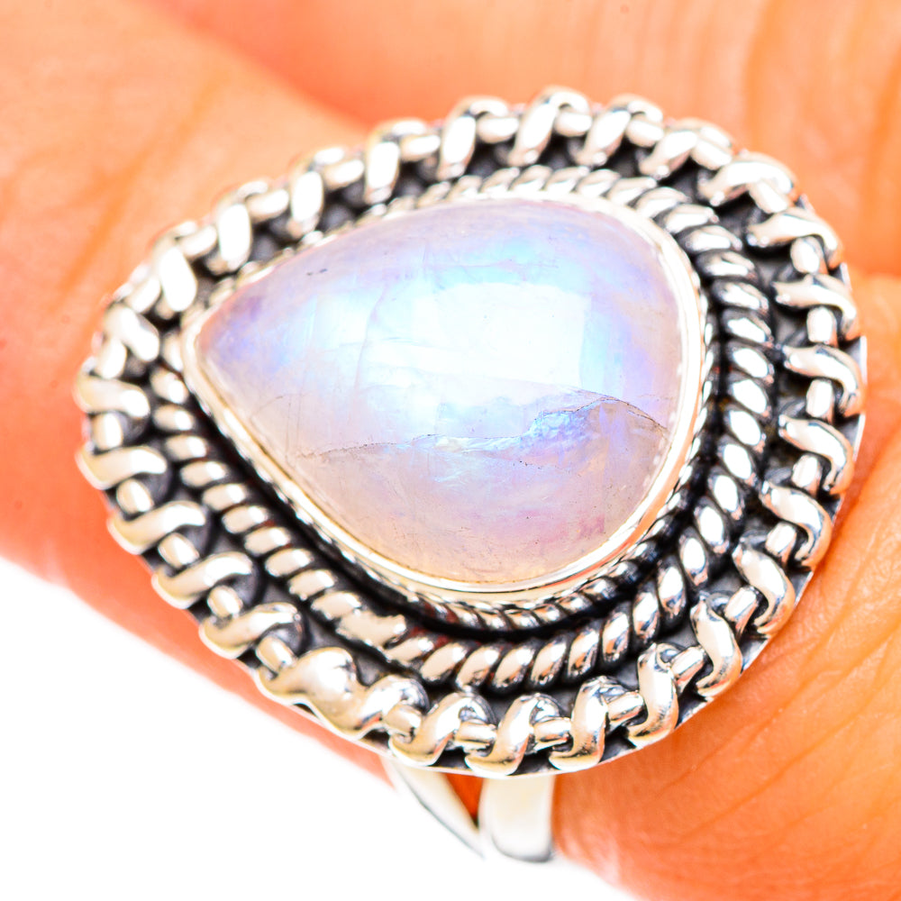 Rainbow Moonstone Rings handcrafted by Anasilvercos - RING109311