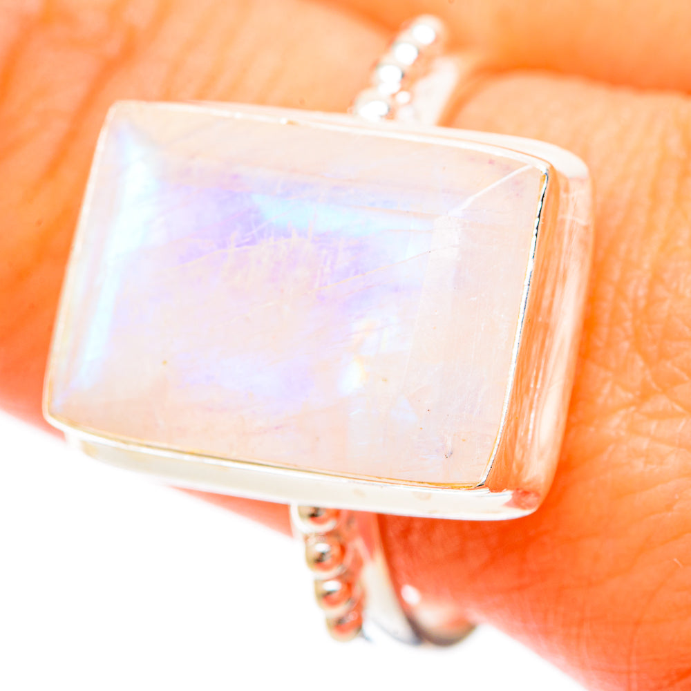 Rainbow Moonstone Rings handcrafted by Anasilvercos - RING109312